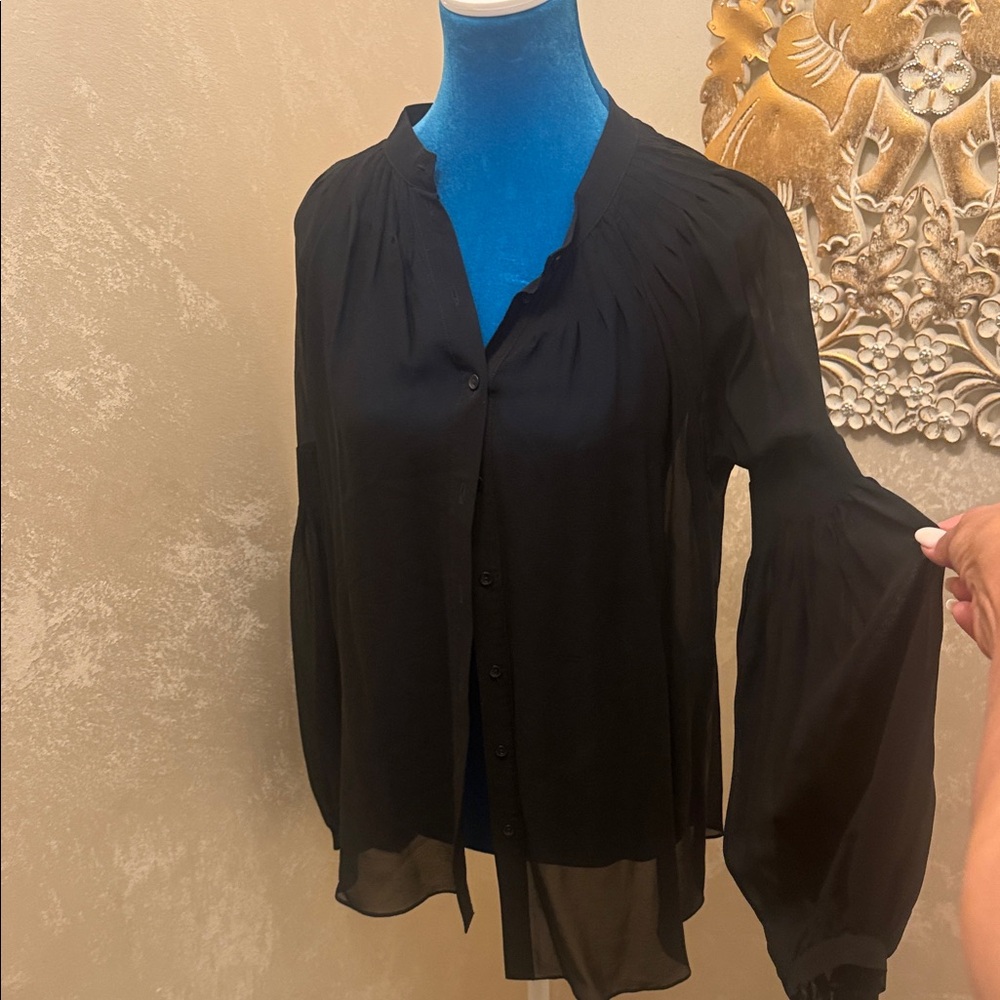 Club Monaco Black Sheer Blouse